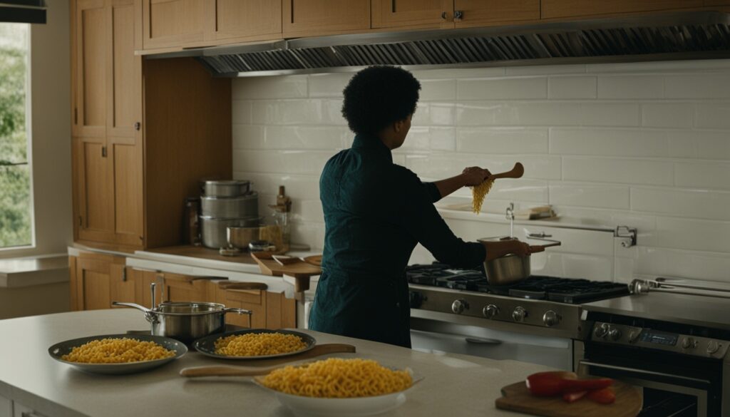 Cooking cavatappi in the kitchen using essential tools