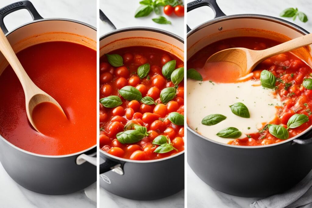 Cooking methods for tomato soup preparation