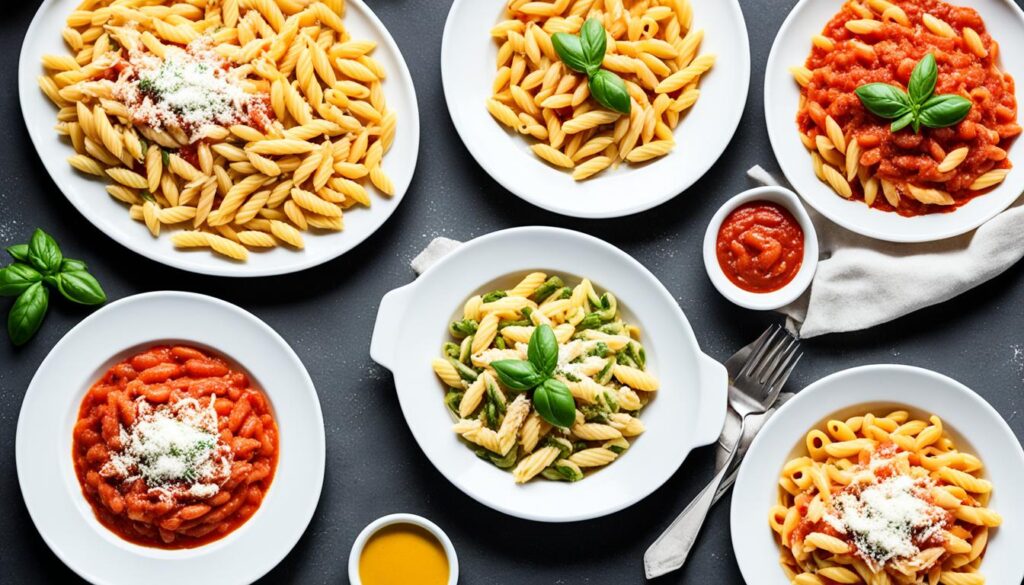 Serving cavatelli with various pasta sauces