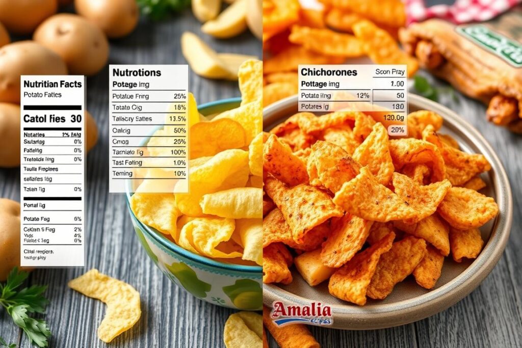 Nutritional value comparison of potato chips and pork rinds